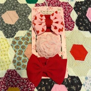 Bebe Kids Heart and Floral Hair Bow Trio
